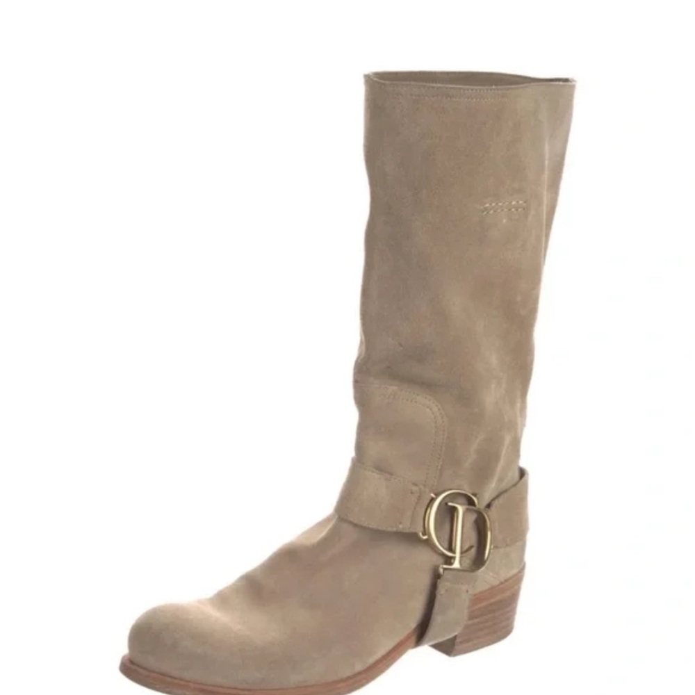 Dior Tan Western Moto Boots with Mid-Calf Design